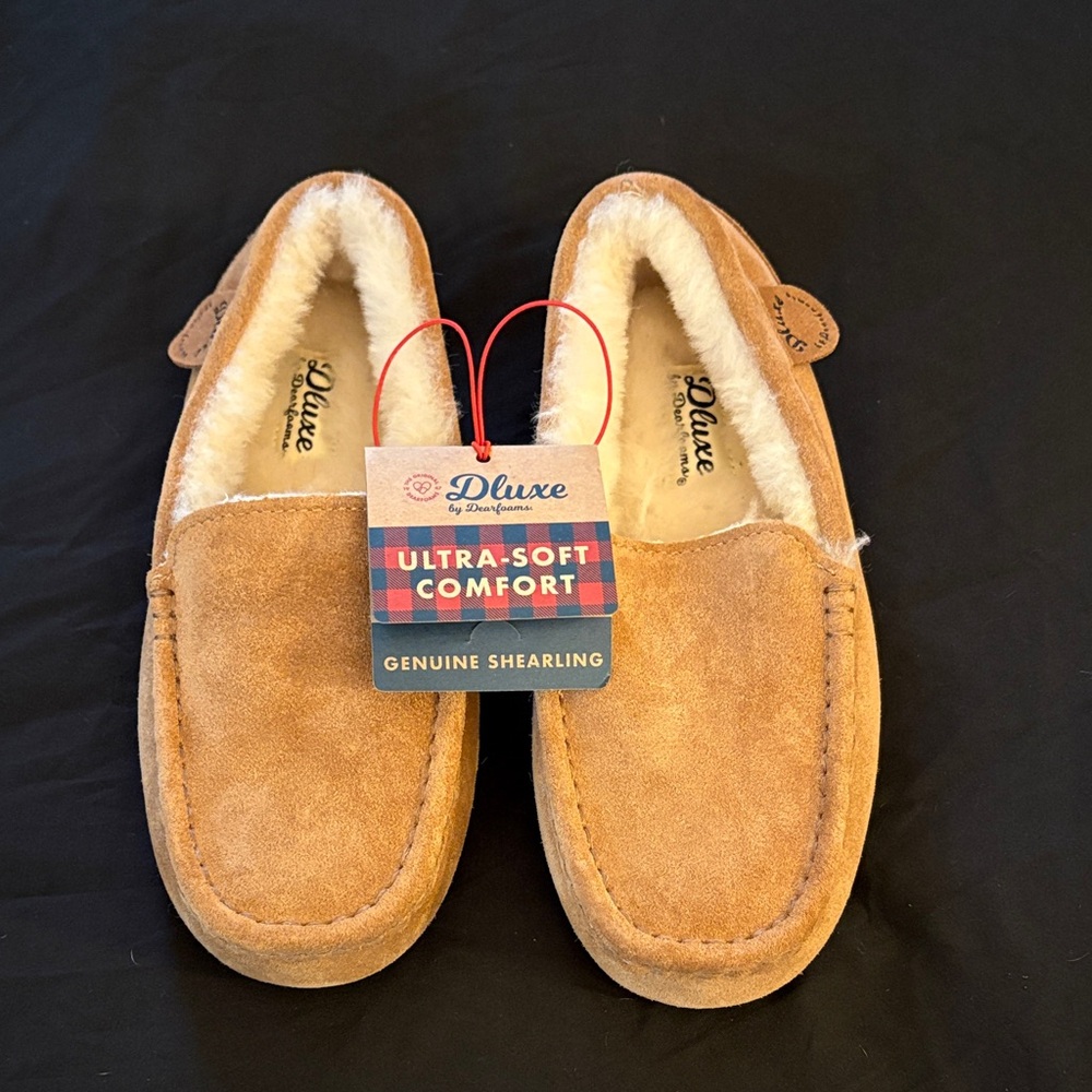 NWT Dearfoams Tan Shearling Women's Slippers-7